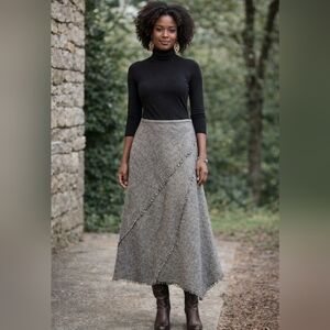 Vintage David N Tweed Asymmetrical A-Line Skirt Women's 10 (8) Wool Blend Lined